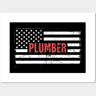 American Flag | Plumber Gift Posters and Art